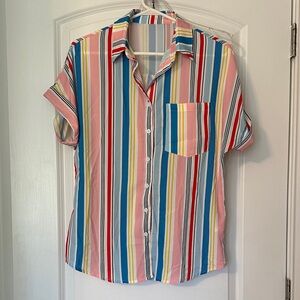 Vibrant Multicolor Striped Women's Blouse
